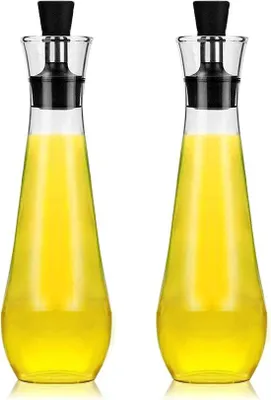 Image de Bouteille en verre de 2,5 l, distributeur d'huile et de vinaigre pour la cuisine, huile d'olive, bouteille en verre avec compartiment à serviettes, distributeur d'huile et de vinaigre pour l'huile d'olive et le vinaigre, set pour barbecue