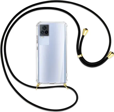 Produktbild von Handykette Backcover-Schutzhülle mit Band (Metall goldfarben) für vivo IQOO 7 - schwarz