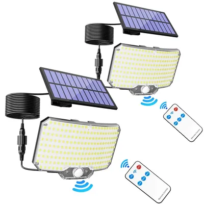 Image de Lampes murales solaires d'extérieur, avec télécommande, design étanche, lot de 2