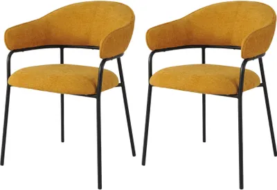 Obrázek produktu pro Rebecca Mobili Židle Kadid 82,5x57x56,5 Polyesterová tkanina Ocelová žlutá černá Moderní SET 2 kusů