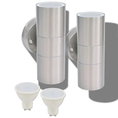 Image de vidaXL Lampes murales d'extérieur LED 2 pcs. Acier inoxydable Montée/Descente