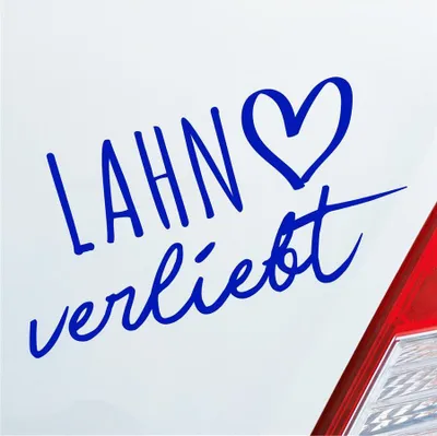Produktbild von Auto Aufkleber Lahn verliebt Herz Stadt Heimat Liebe Car 19x10 cm Dunkelblau Sticker Heckscheibenaufkleber