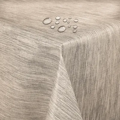 Produktbild von DecoHomeTextil Wachstuch Wachstischdecke Tischdecke Gartentischdecke gefaltet Leinen Prägung Beige Sand 130 cm x 240 cm Eckig