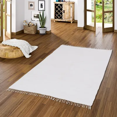 Produktbild von Baumwolle Natur Teppich Jolly Baumwolle Weiss, Größe:90x160 cm