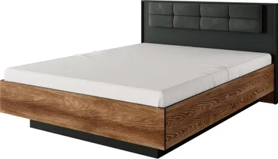 Image de FURNLUX Cadre de lit Milton Marron et Noir 160x200cm / Couleur principale : Marron / Dimensions : 167 x 102 x 210 cm