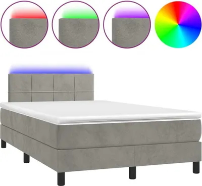 Immagine prodotto di vidaXL Letto boxspring con materasso e LED grigio chiaro 120x200 cm velluto