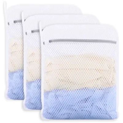 Zdjęcie produktu dla Torby na bieliznę o strukturze plastra miodu, 3 sztuki, 30x40 cm, 120 g/m², wytrzymała siatka, zamek błyskawiczny, nadają się do prania w pralce i suszenia w suszarce
