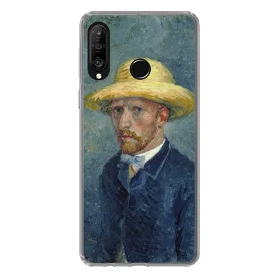 Produktbild von MuchoWow® Handyhülle Schutzhülle Hülle für Huawei P30 Lite Selbstbildnis mit Hut - Vincent van Gogh Silikon Softcase Handy Hülle - Handyhülle