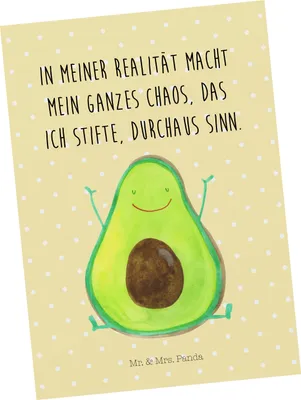 Produktbild von Mr. & Mrs. Panda Postkarte Avocado Glücklich - Gelb Pastell - Geschenk, Ansichtskarten, Postkarten, Chaos, Ansichtskarte, Verrückt, Grußkarte, Fotokarte