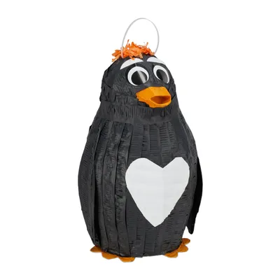 Image de 2 piñatas pingouins, à suspendre, pour enfants et adultes, anniversaire, piñata à remplir, H x L x P : 42 x 21 x 21 cm, noir