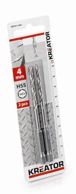 Obrázok produktu pre KREATOR KRT011305 - 2 ks HSS vrtákov do kovu HEX 4.0 x 96 mm