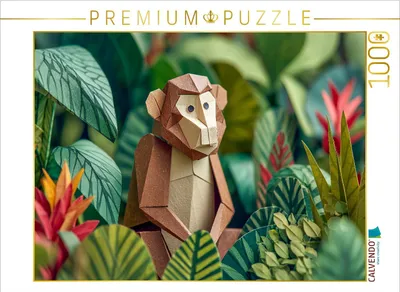 Produktbild von CALVENDO Puzzle Origami Affe im tropischen Dschungel | 1000 Teile Lege-Größe 64x48cm Foto-Puzzle für glückliche Stunden