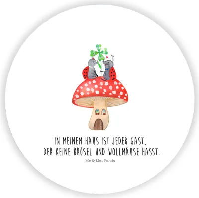 Produktbild von Mr. & Mrs. Panda magnet Marienkäfer Fliegenpilz - Weiß - Geschenk, Fleigenpilzhaus, Kühlschrankmagnet, Runder, haftmagnet, Lustige Sprüche, Wohnung, büromagnete, Zuhause