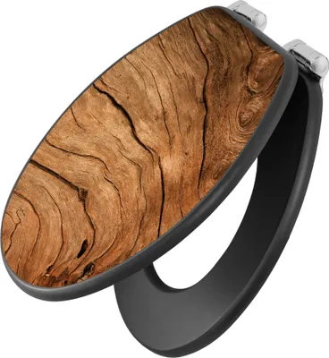 Produktbild von banjado Design WC Sitz Anthrazit mit Absenkautomatik MDF 46,5x38x5,2cm - Trockenes Holz - Toilettendeckel/Toilettensitz MDF - hochwertiger MDF Klodeckel/WC-Sitz mit Universal Scharnieren für alle gängigen Toiletten [TDA 10787]