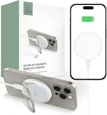 Zdjęcie produktu dla Tech-Protect Qi15W-A33 Magnetic Magsafe Wireless Charger White