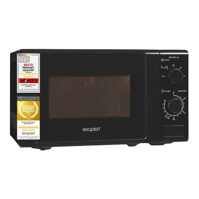 Produktbild von Exquisit Mikrowelle MW 802 sw | 20 l Nutzinhalt | Mit Timer | Auftaufunktion | 5 Leistungsstufen | 25,5cm Ø Drehteller