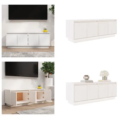 Imagen del producto de vidaXL Mueble de TV blanco de 110x34x40 cm, madera maciza de pino - Mueble de TV - Muebles de TV - Estanterías para TV