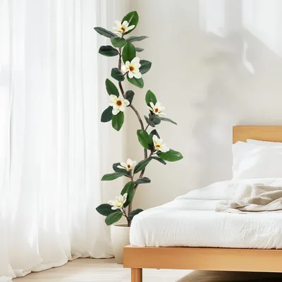 Zdjęcie produktu dla Sztuczna Magnolia 150 cm – Realistyczna Roślina Doniczkowa do Domu, Biura i na Taras, Bez Pielęgnacji