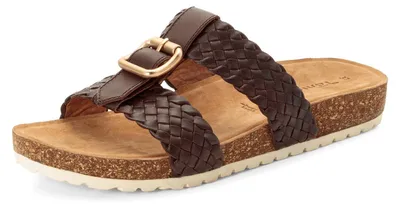Productafbeelding van Tamaris damessandalen, muilen, slippers, TOUCHit voetbed, leer, wit