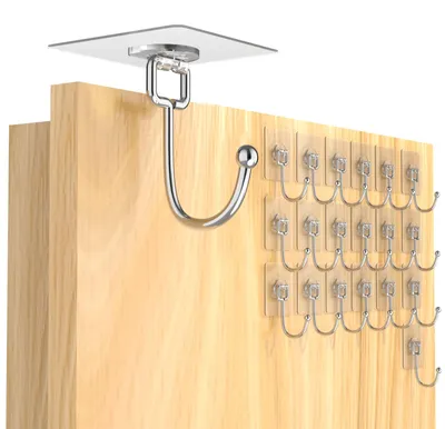Produktbild von Extra starke selbstklebende Haken (bis zu 20 kg), 20 Stück – Transparente selbstklebende Haken, kein Bohren erforderlich, wasserdicht und rostfrei, multifunktionale Haken für Bad, Küche und Außenbereich