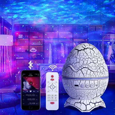 Produktbild von Sternenhimmel-Projektor – Nachttischlampe Galaxie – Entspannung für das Schlafzimmer – Mit weißem Rauschen – 15 x 12 x 15 cm – Weiß