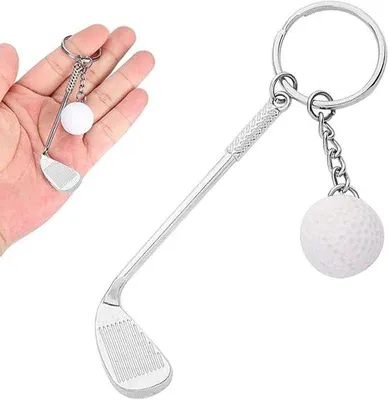 Zdjęcie produktu dla Metalowy brelok do kluczy z motywem golfowym, długość 100 cm, idealny jako prezent dla golfistów