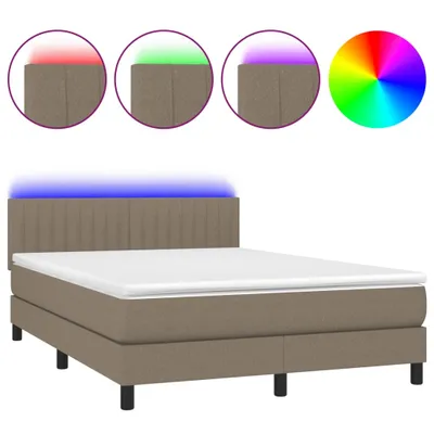Produktbild von vidaXL Boxspringbett mit Matratze & LED Taupe 140x200 cm Stoff