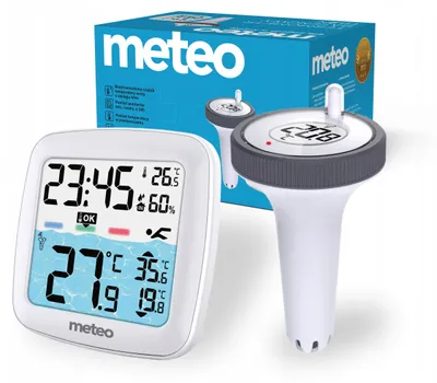Produktbild von Meteo Tb2N Pool-Thermometer – Drahtloser Wassersensor Mit Lcd-Display Und Wetteranzeige