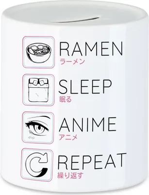 Produktbild von Ramen Sleep Anime Repeat Spardose Japan Manga Otaku Baka Geschenkidee