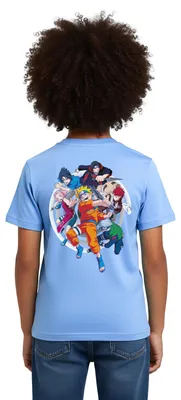 Produktbild von Spreadshirt Naruto Brustlogo Und Charaktere Um Naruto Kinder T-Shirt, 110/116 (5-6 Jahre), Himmelblau