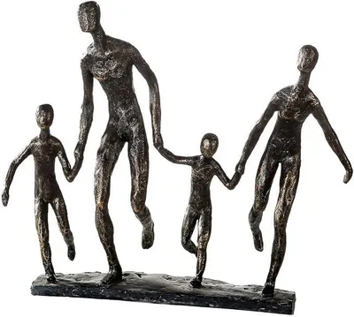 Imagen del producto de Escultura Casablanca, figura decorativa de bronce, estatua de resina para el salón u oficina. Dimensiones: 32 cm de alto x 35 cm de ancho. Escultura moderna, representa a una familia o grupo