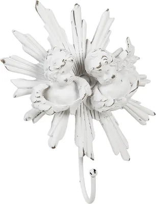 Productafbeelding van Wandhaken, Engel, polyresin, ijzer, 15x5x23 cm, wit, Clayre & Eef, 6PR3519