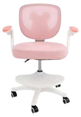 Obrázok produktu pre Ergonomická detská kancelárska stolička – s nastaviteľnými podrúčkami a opierkou nôh – ružová