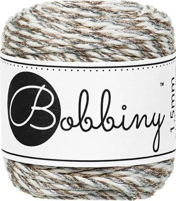 Produktbild von Bobbiny 3PLY Macramé Rope 1,5 mm 35 m Holiday Sparkle Schnur