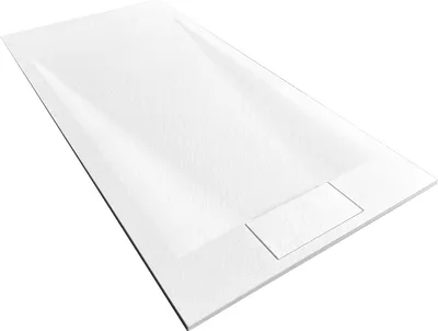 Obrázok produktu pre VBChome Sprchová vanička 80 x 100 x 2,5 cm Biela kamenná štruktúra Sprchová vanička Extra plochá Obdĺžniková odtoková súprava Krycia doska SMC Kompozitný materiál Univerzálna inštalácia Sifón