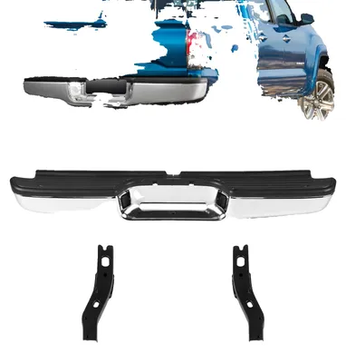 Imagen del producto de Parachoques trasero VEVOR, compatible con Toyota Tacoma de 1995 a 2004, parachoques trasero de acero cromado, repuesto para montaje, con iluminación para la placa de matrícula y reposapiés, sin orificios para sensores, modelo TO1102215