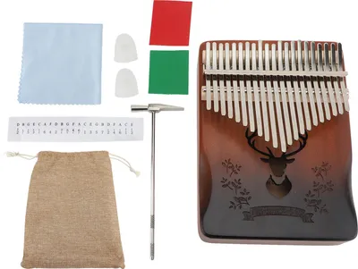 Productafbeelding van Kalimba met 21 toetsen, draagbaar klein duimklavier, mahoniehout- en metaalinstrumentenset voor volwassenen, kinderen en beginners, type 2, kleurverloop