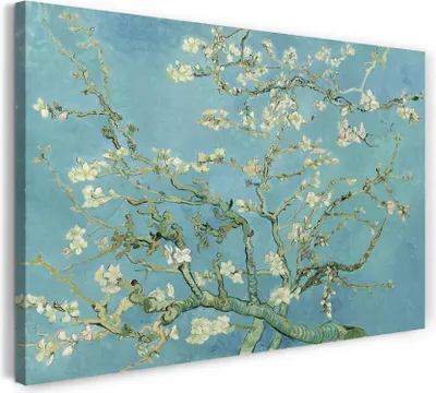 Produktbild von Leinwandbild (120x80cm): Vincent van Gogh - Mandelbaumzweige (1890), echter Holz-Keilrahmen inkl. Aufhänger, handgefertigt in Deutschland