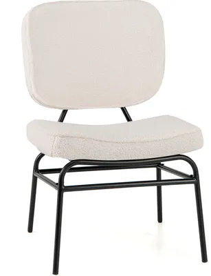Produktbild von COSTWAY Polsterstuhl, Sherpa-Lesestuhl mit Schwammpolsterung, verstellbaren Fußpolstern & Metallrahmen, moderner Stuhl 55 x 56,5 x 85,5cm beige