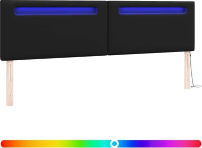 Produktbild von vidaXL LED Kopfteil Schwarz Kunstleder