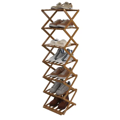 Produktbild von Schuhregal Faltbares 7 Ebenen Schuhregal Aus Bambus für Flur Wohnzimmer Eingangsbereich