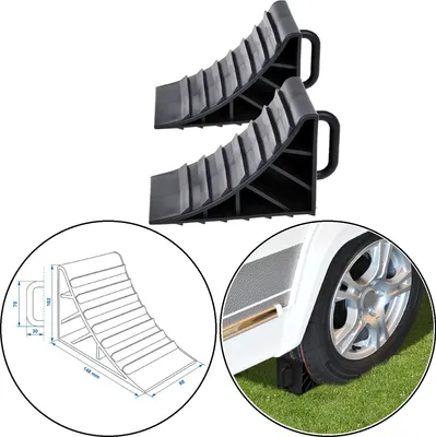 Produktbild von AS 2 Unterlegkeile Keile PKW Anhänger Trailer Wohnwagen Bremskeil Hemmschuh Radkeil AS