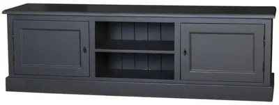 Zdjęcie produktu dla Komoda Casa Padrino w stylu rustykalnym, czarna, wymiary: 180 x 46 x 56 cm - solidna konstrukcja z drewna sosnowego