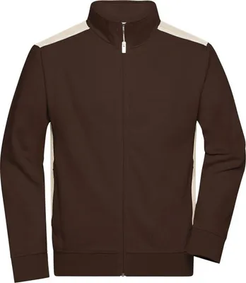 Produktbild von Sweat-Jacke mit Stehkragen und Kontrasteinsätzen brown/stone, Gr. 6XL