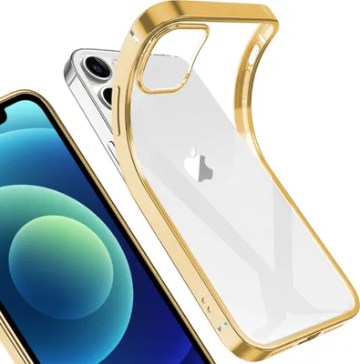 Immagine prodotto di Cover per iPhone 12, leggera copertura trasparente trasparente Gel TPU Silicone Square Cover Telaio protettivo per iPhone 12 Oro