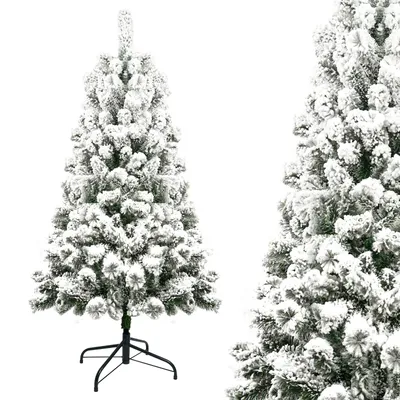 Produktbild von Künstlicher Weihnachtsbaum 120cm, Spitzen ca. 150 Weihnachtsbäume mit Schnee, Tannenbaum mit Schneebedeckten Beschneiten Spitzen, inkl. Metallständer