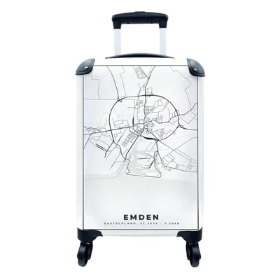 Produktbild von MuchoWow® Koffer Handgepäck Trolley Rollkoffer Kleine Reisekoffer mit 4 Rollen - Karte - Emden - Stadtplan - Cabin Size < 55x40x23 cm & 55x40x20 cm - Fotokoffer - Kabinenkoffer - Boardgepäck - Reise-Box - Reisekoffer - Reisegepäck - Koffer mit Bild - Trolley für Kinder