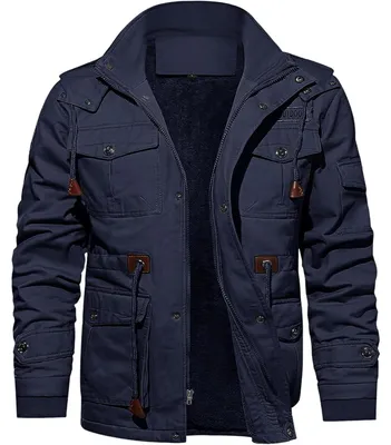 Immagine prodotto di Giacca invernale da uomo, foderata, blu navy, taglia L, in cotone e poliestere