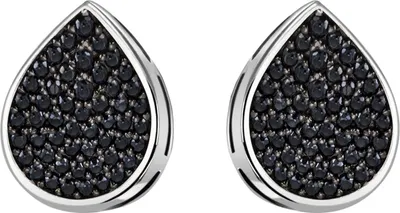 Produktbild von Ohrstecker Tropfen 925 Sterling Silber 56 Zirkonia schwarz