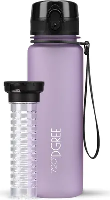 Produktbild von uberBottle softTouch Trinkflasche mit Fruchtbehälter 500ml / Lilac/ 720DGREE